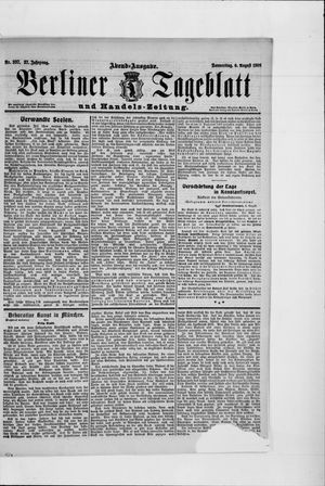 Berliner Tageblatt und Handels-Zeitung vom 06.08.1908
