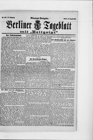Berliner Tageblatt und Handels-Zeitung vom 10.08.1908