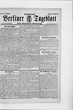 Berliner Tageblatt und Handels-Zeitung vom 10.08.1908
