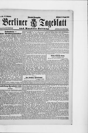 Berliner Tageblatt und Handels-Zeitung vom 12.08.1908
