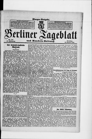 Berliner Tageblatt und Handels-Zeitung on Aug 18, 1908