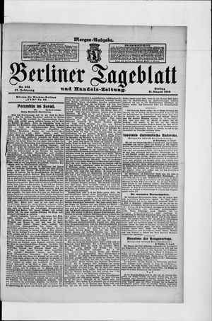Berliner Tageblatt und Handels-Zeitung vom 21.08.1908