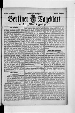 Berliner Tageblatt und Handels-Zeitung on Aug 24, 1908