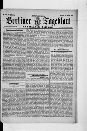 Berliner Tageblatt und Handels-Zeitung vom 25.08.1908