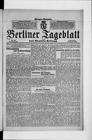 Berliner Tageblatt und Handels-Zeitung vom 27.08.1908