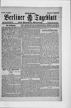 Berliner Tageblatt und Handels-Zeitung vom 27.08.1908