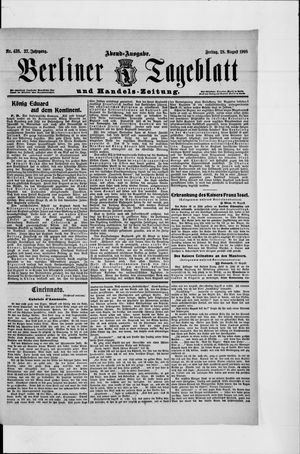 Berliner Tageblatt und Handels-Zeitung vom 28.08.1908