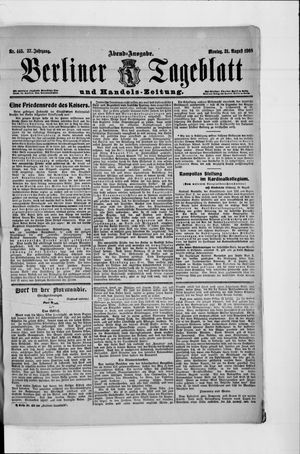 Berliner Tageblatt und Handels-Zeitung vom 31.08.1908