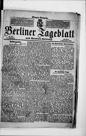 Berliner Tageblatt und Handels-Zeitung vom 01.09.1908