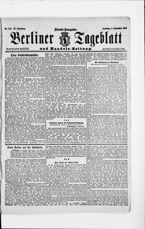 Berliner Tageblatt und Handels-Zeitung vom 01.09.1908
