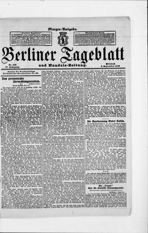 Berliner Tageblatt und Handels-Zeitung vom 02.09.1908