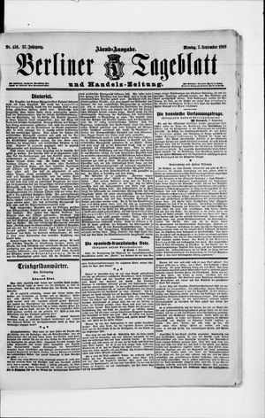 Berliner Tageblatt und Handels-Zeitung vom 07.09.1908
