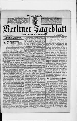 Berliner Tageblatt und Handels-Zeitung vom 09.09.1908