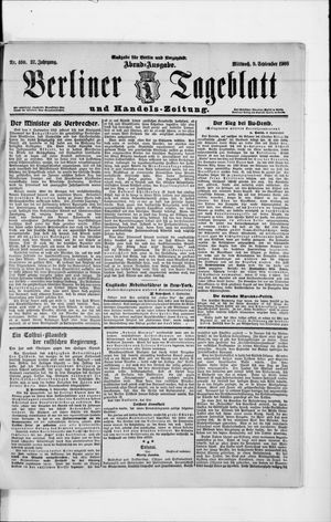 Berliner Tageblatt und Handels-Zeitung vom 09.09.1908
