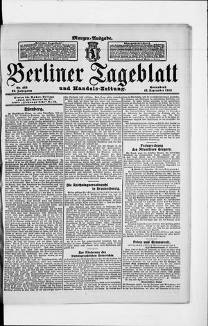 Berliner Tageblatt und Handels-Zeitung on Sep 12, 1908