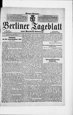 Berliner Tageblatt und Handels-Zeitung vom 17.09.1908
