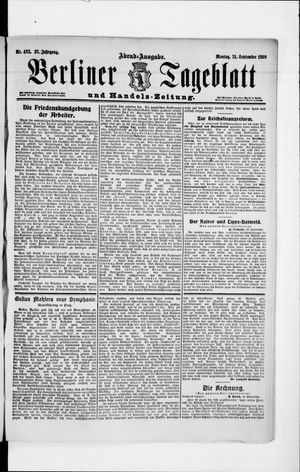 Berliner Tageblatt und Handels-Zeitung vom 21.09.1908