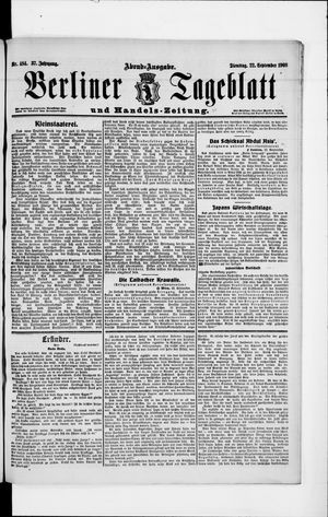 Berliner Tageblatt und Handels-Zeitung vom 22.09.1908