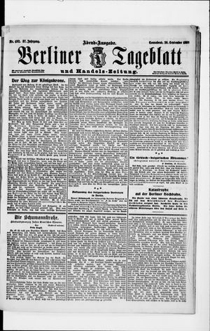 Berliner Tageblatt und Handels-Zeitung vom 26.09.1908