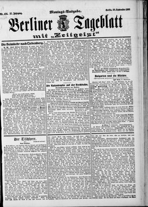 Berliner Tageblatt und Handels-Zeitung vom 28.09.1908