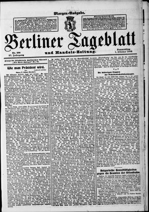 Berliner Tageblatt und Handels-Zeitung on Oct 1, 1908