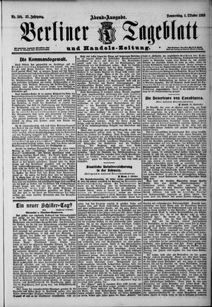 Berliner Tageblatt und Handels-Zeitung on Oct 1, 1908