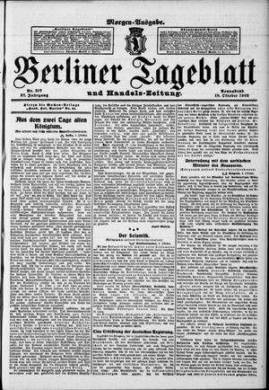 Berliner Tageblatt und Handels-Zeitung vom 10.10.1908