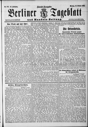 Berliner Tageblatt und Handels-Zeitung vom 12.10.1908