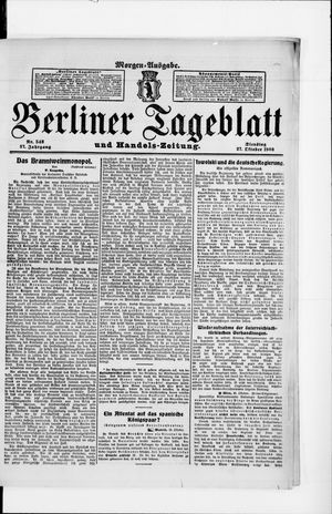 Berliner Tageblatt und Handels-Zeitung vom 27.10.1908