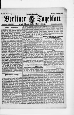 Berliner Tageblatt und Handels-Zeitung vom 27.10.1908