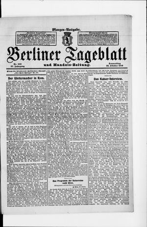 Berliner Tageblatt und Handels-Zeitung vom 29.10.1908