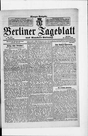 Berliner Tageblatt und Handels-Zeitung vom 30.10.1908