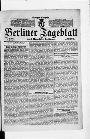 Berliner Tageblatt und Handels-Zeitung vom 31.10.1908