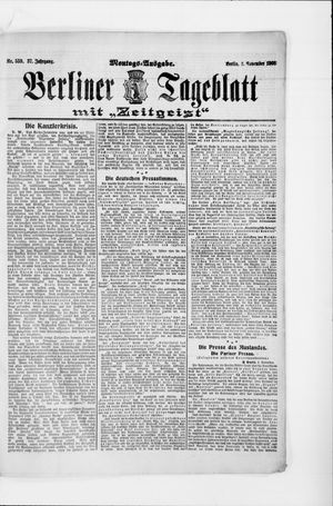 Berliner Tageblatt und Handels-Zeitung vom 02.11.1908