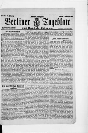 Berliner Tageblatt und Handels-Zeitung vom 02.11.1908
