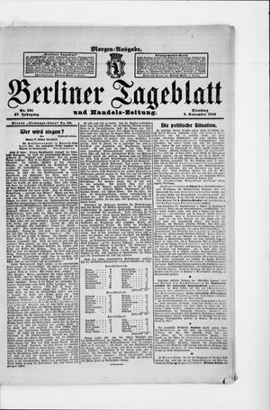 Berliner Tageblatt und Handels-Zeitung vom 03.11.1908