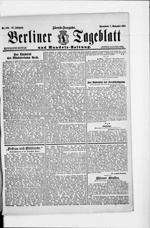 Berliner Tageblatt und Handels-Zeitung vom 07.11.1908