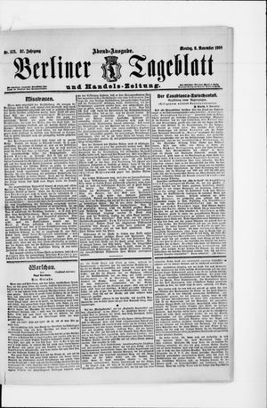 Berliner Tageblatt und Handels-Zeitung vom 09.11.1908