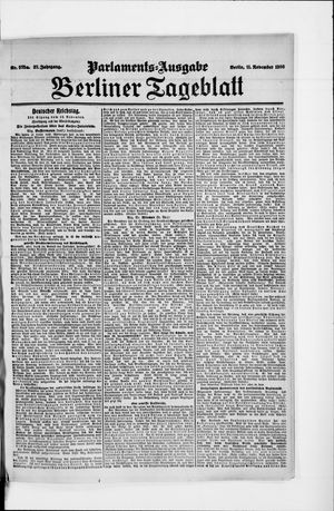 Berliner Tageblatt und Handels-Zeitung vom 11.11.1908