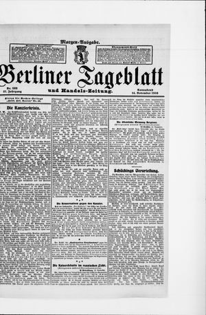 Berliner Tageblatt und Handels-Zeitung vom 14.11.1908