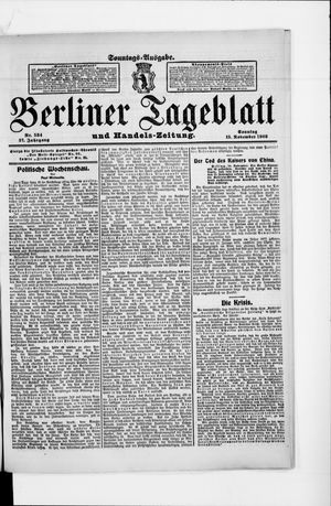 Berliner Tageblatt und Handels-Zeitung vom 15.11.1908