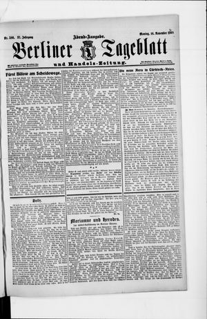 Berliner Tageblatt und Handels-Zeitung on Nov 16, 1908
