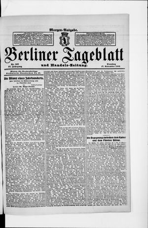 Berliner Tageblatt und Handels-Zeitung vom 17.11.1908