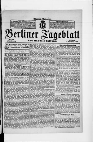 Berliner Tageblatt und Handels-Zeitung vom 18.11.1908