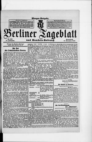Berliner Tageblatt und Handels-Zeitung vom 21.11.1908