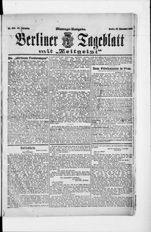 Berliner Tageblatt und Handels-Zeitung vom 30.11.1908