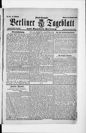 Berliner Tageblatt und Handels-Zeitung on Nov 30, 1908