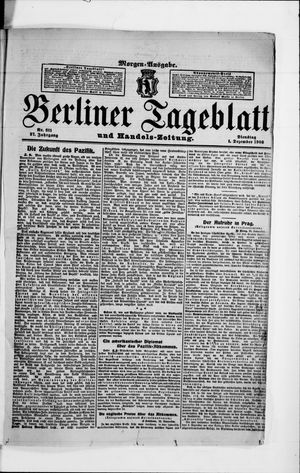 Berliner Tageblatt und Handels-Zeitung on Dec 1, 1908
