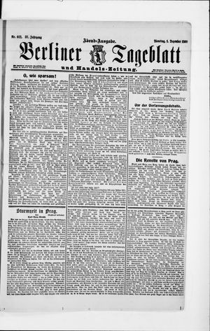 Berliner Tageblatt und Handels-Zeitung on Dec 1, 1908