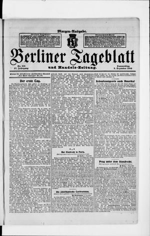 Berliner Tageblatt und Handels-Zeitung vom 03.12.1908